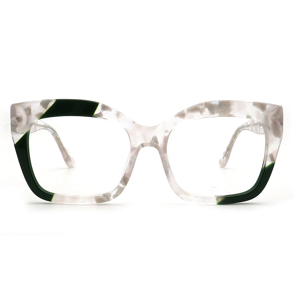 Ava | Funky Women Oversize Square Optical Eyeglasses | Tortoise Shell Marble Glasses Frames for Women