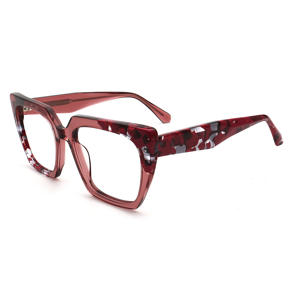Daisy | Funky Oversized Square Optical Eyeglasses for Women | Transparent Glasses Frame Floral Tortoise