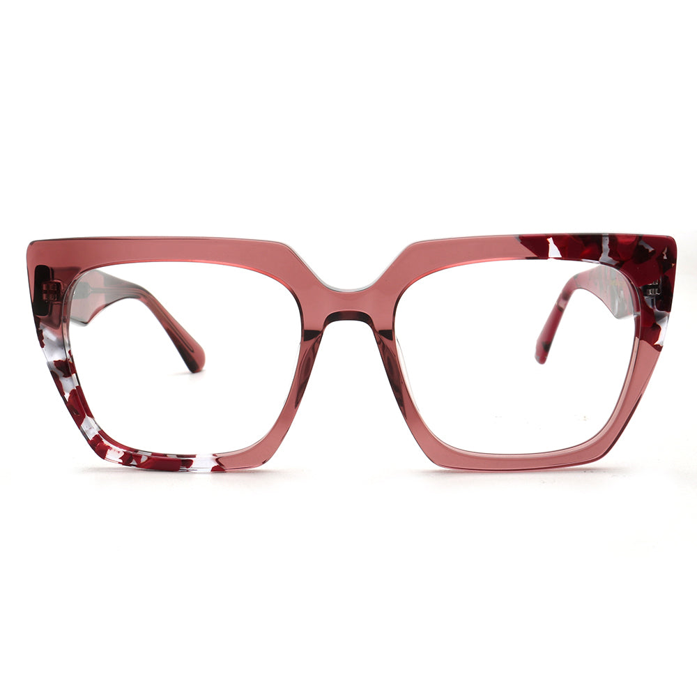 Daisy | Funky Oversized Square Optical Eyeglasses for Women | Transparent Glasses Frame Floral Tortoise