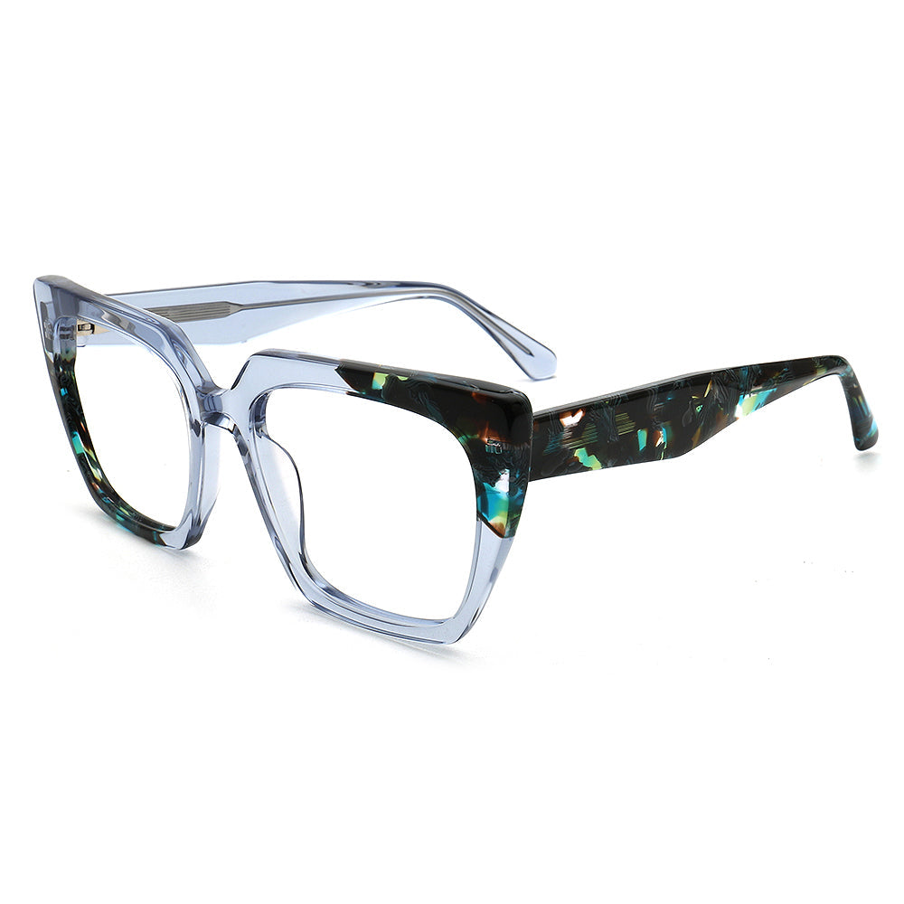 Daisy | Funky Oversized Square Optical Eyeglasses for Women | Transparent Glasses Frame Floral Tortoise