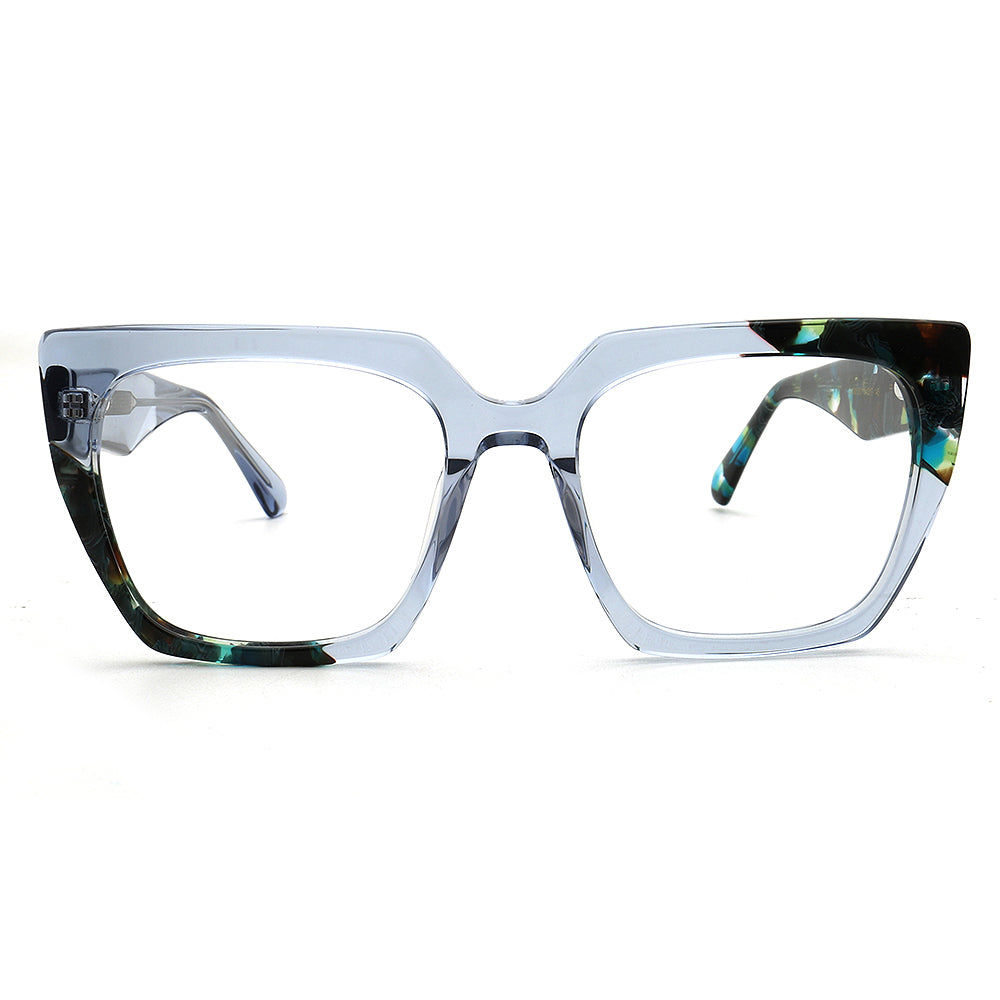 Daisy | Funky Oversized Square Optical Eyeglasses for Women | Transparent Glasses Frame Floral Tortoise