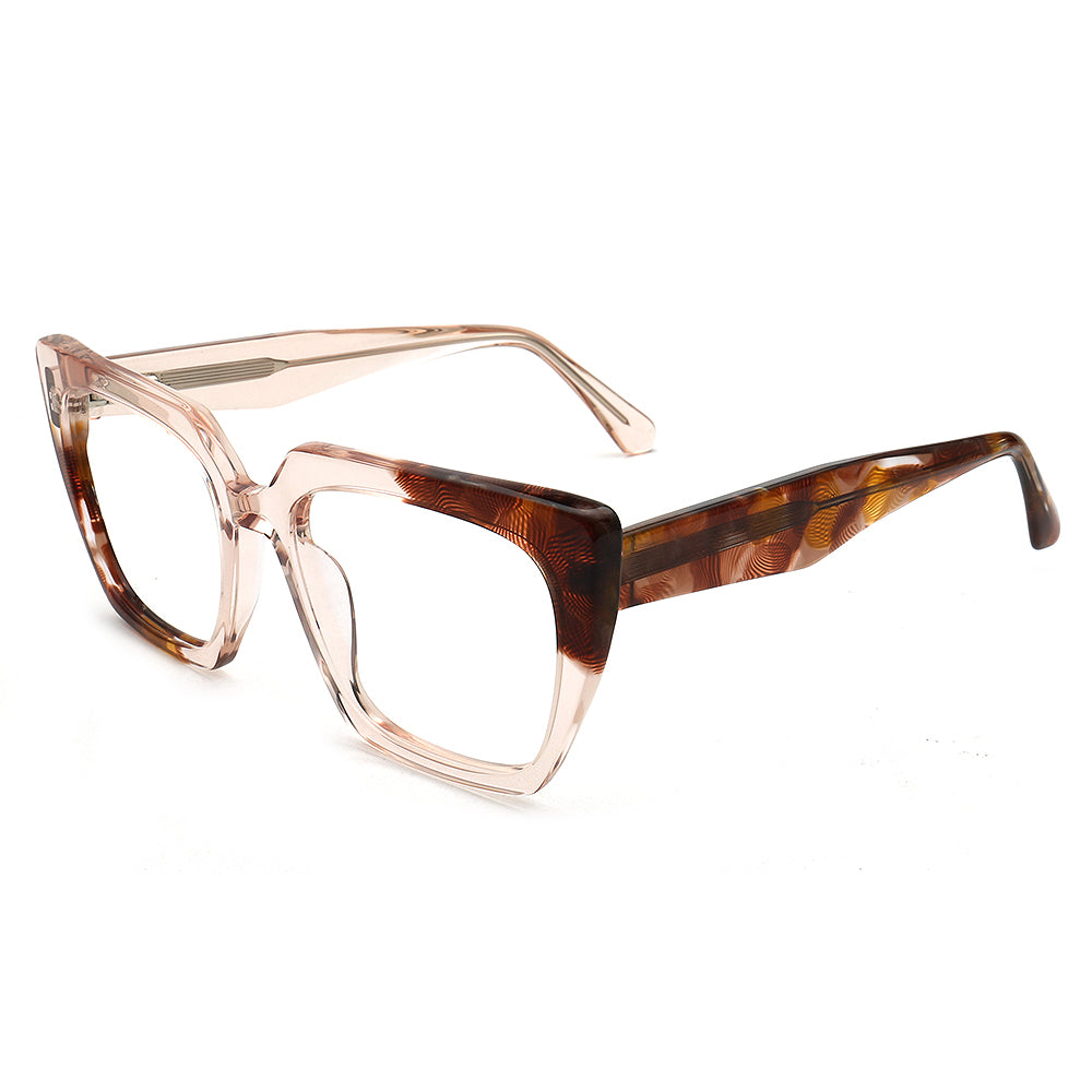 Daisy | Funky Oversized Square Optical Eyeglasses for Women | Transparent Glasses Frame Floral Tortoise