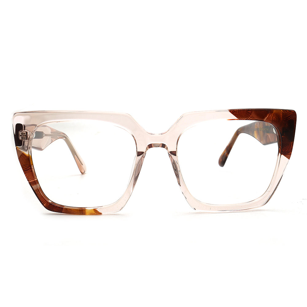 Daisy | Funky Oversized Square Optical Eyeglasses for Women | Transparent Glasses Frame Floral Tortoise