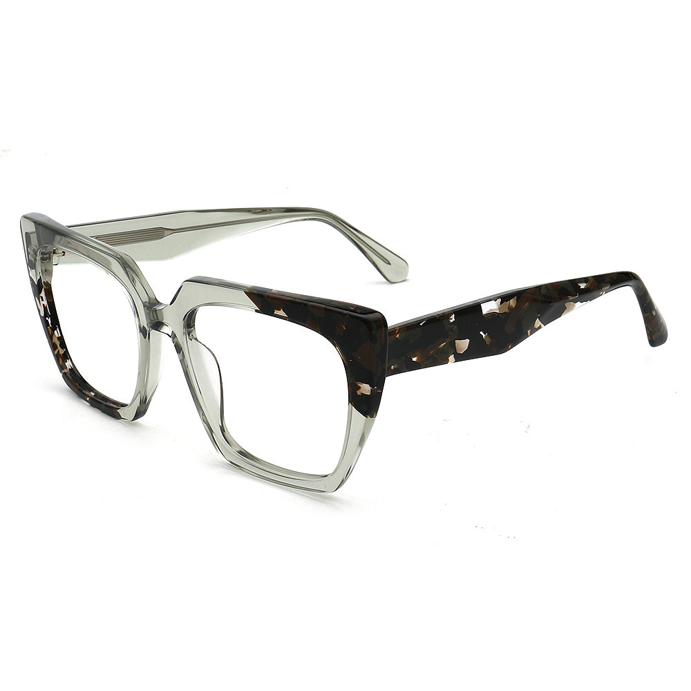 Daisy | Funky Oversized Square Optical Eyeglasses for Women | Transparent Glasses Frame Floral Tortoise