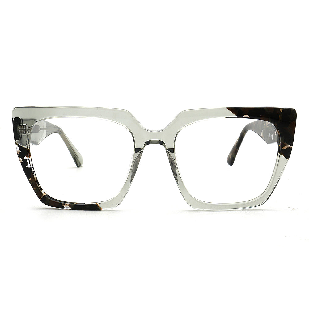 Daisy | Funky Oversized Square Optical Eyeglasses for Women | Transparent Glasses Frame Floral Tortoise
