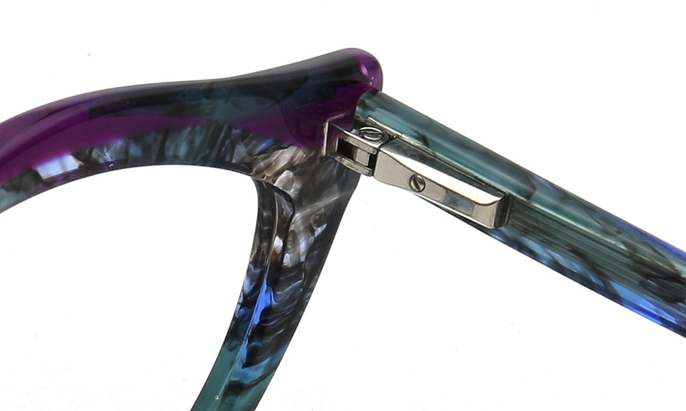 Alina | Funky Womens Cat Eye Tortoise Purple Glasses Frames | Modern Retro Female Optical Eyeglasses Green