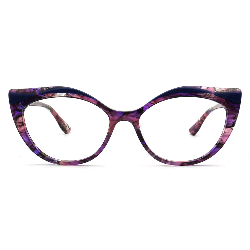 Alina | Funky Womens Cat Eye Tortoise Purple Glasses Frames | Modern Retro Female Optical Eyeglasses Green