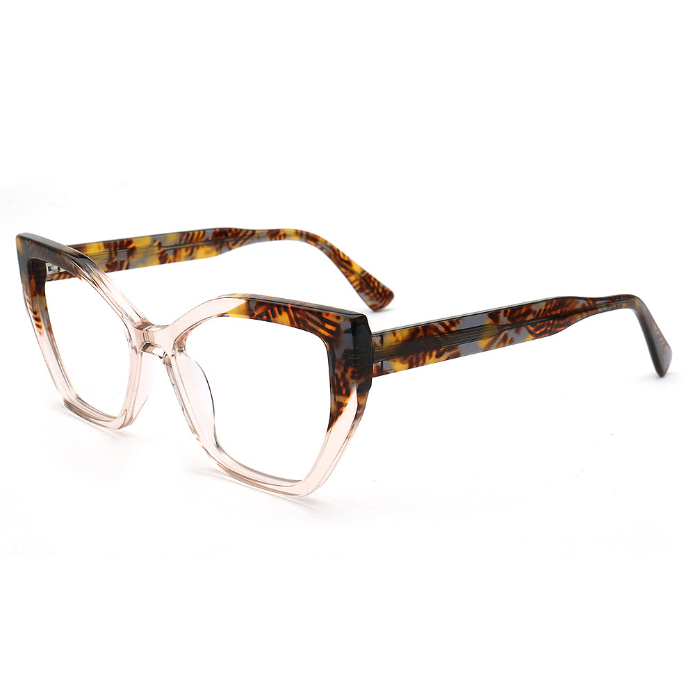 Elena | Trendy Womens Cat Eye Optical Eyeglasses | Vintage Tortoise Transparent Floral Glasses Frame