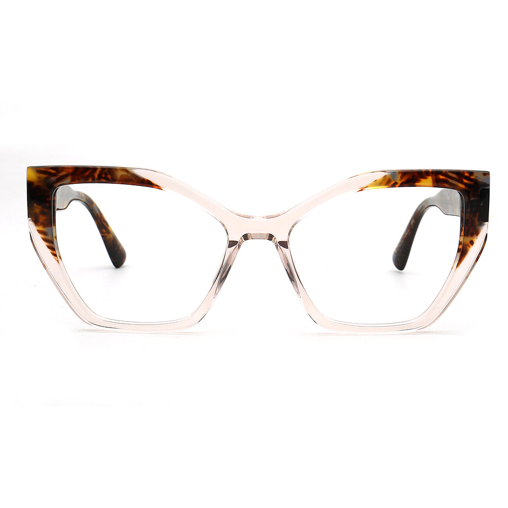 Elena | Trendy Womens Cat Eye Optical Eyeglasses | Vintage Tortoise Transparent Floral Glasses Frame