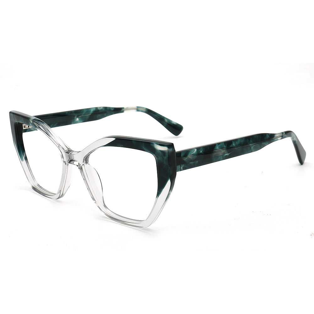 Elena | Trendy Womens Cat Eye Optical Eyeglasses | Vintage Tortoise Transparent Floral Glasses Frame