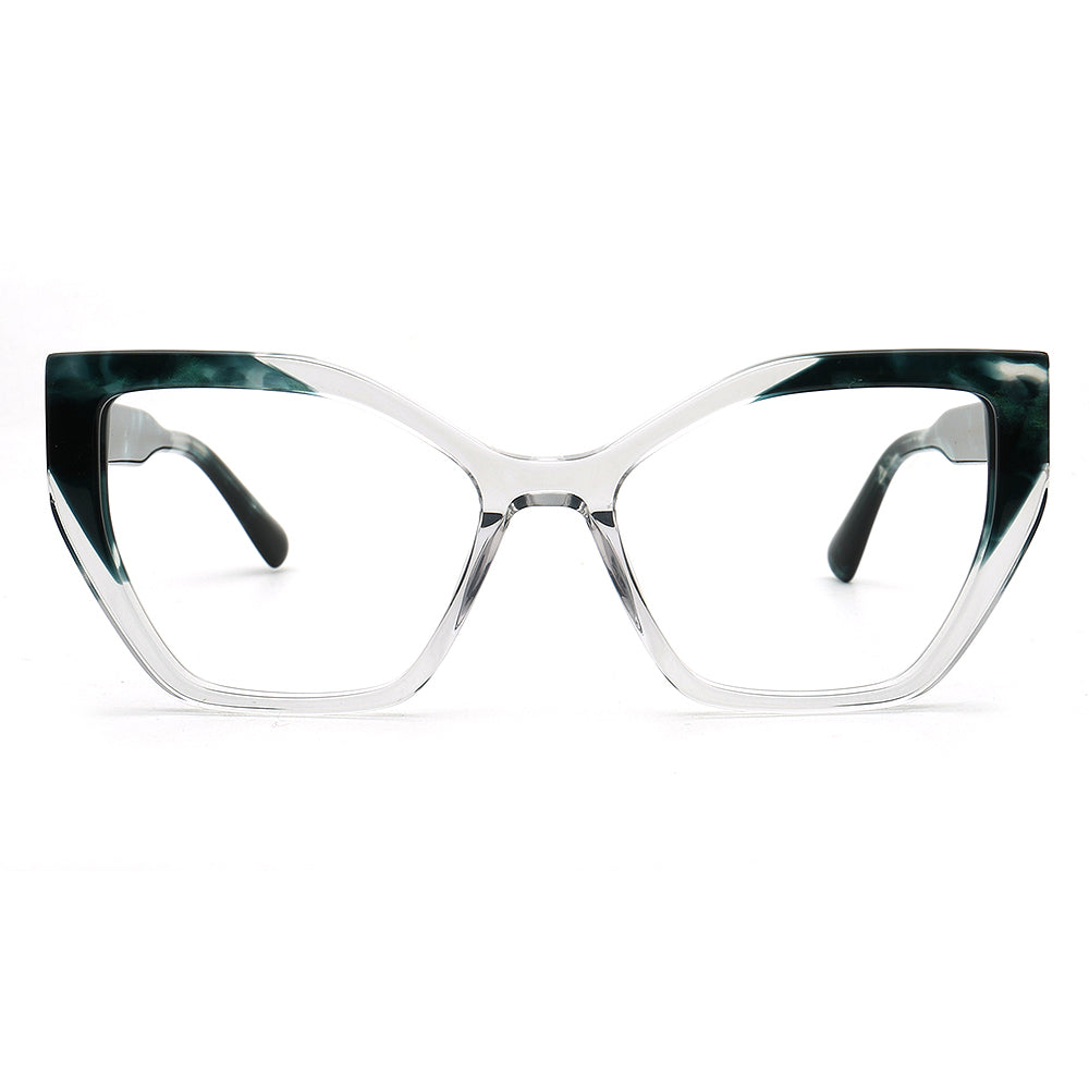 Elena | Trendy Womens Cat Eye Optical Eyeglasses | Vintage Tortoise Transparent Floral Glasses Frame