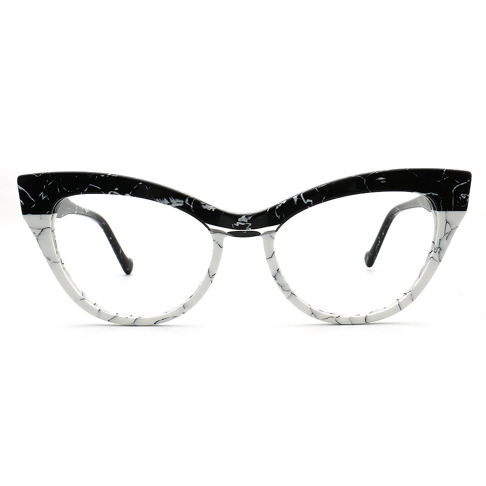 Elva | Funky Womens Cat Eye Tortoise Glasses Two Tone | Vintage Retro Female Optical Eyeglasses Frames