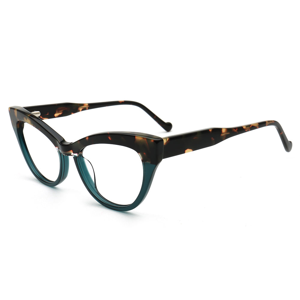 Elva | Funky Womens Cat Eye Tortoise Glasses Two Tone | Vintage Retro Female Optical Eyeglasses Frames