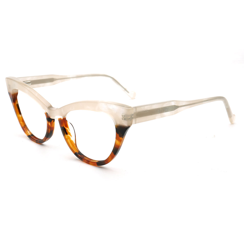 Elva | Funky Womens Cat Eye Tortoise Glasses Two Tone | Vintage Retro Female Optical Eyeglasses Frames