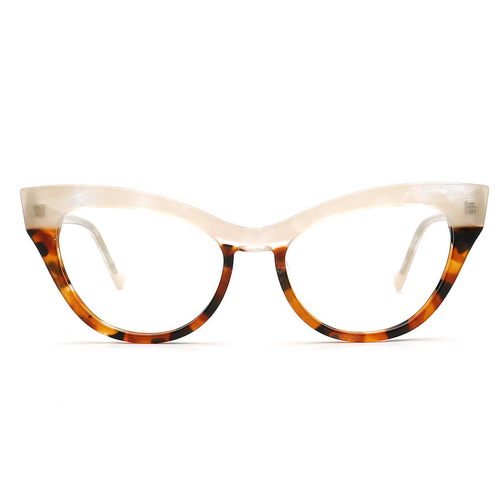 Elva | Funky Womens Cat Eye Tortoise Glasses Two Tone | Vintage Retro Female Optical Eyeglasses Frames