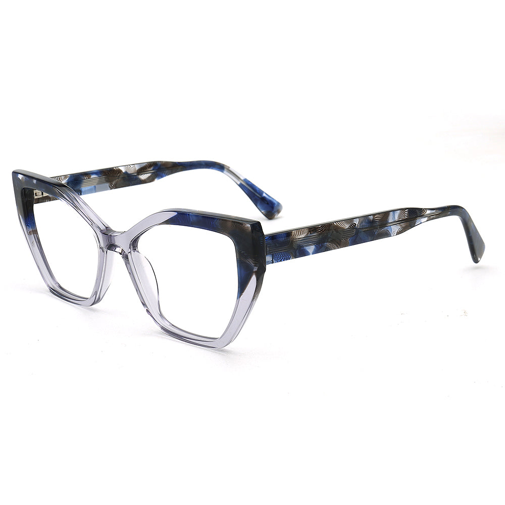 Elena | Trendy Womens Cat Eye Optical Eyeglasses | Vintage Tortoise Transparent Floral Glasses Frame