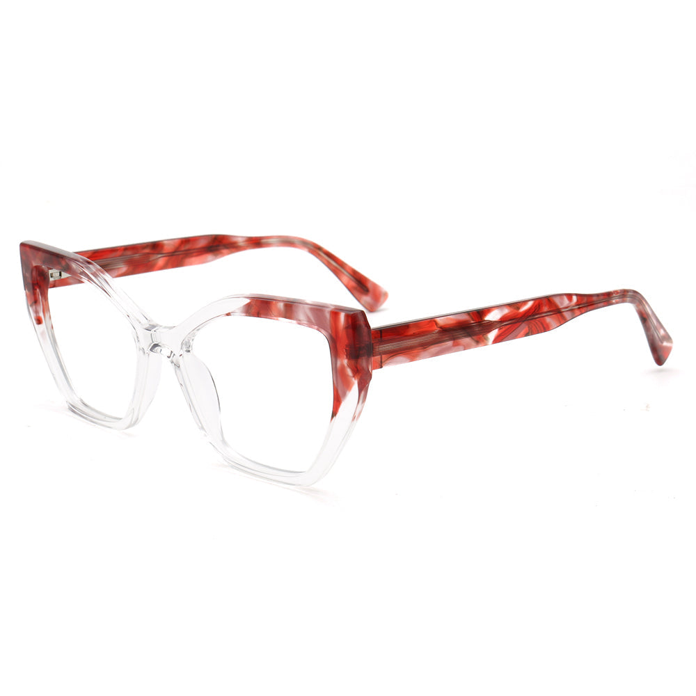 Elena | Trendy Womens Cat Eye Optical Eyeglasses | Vintage Tortoise Transparent Floral Glasses Frame