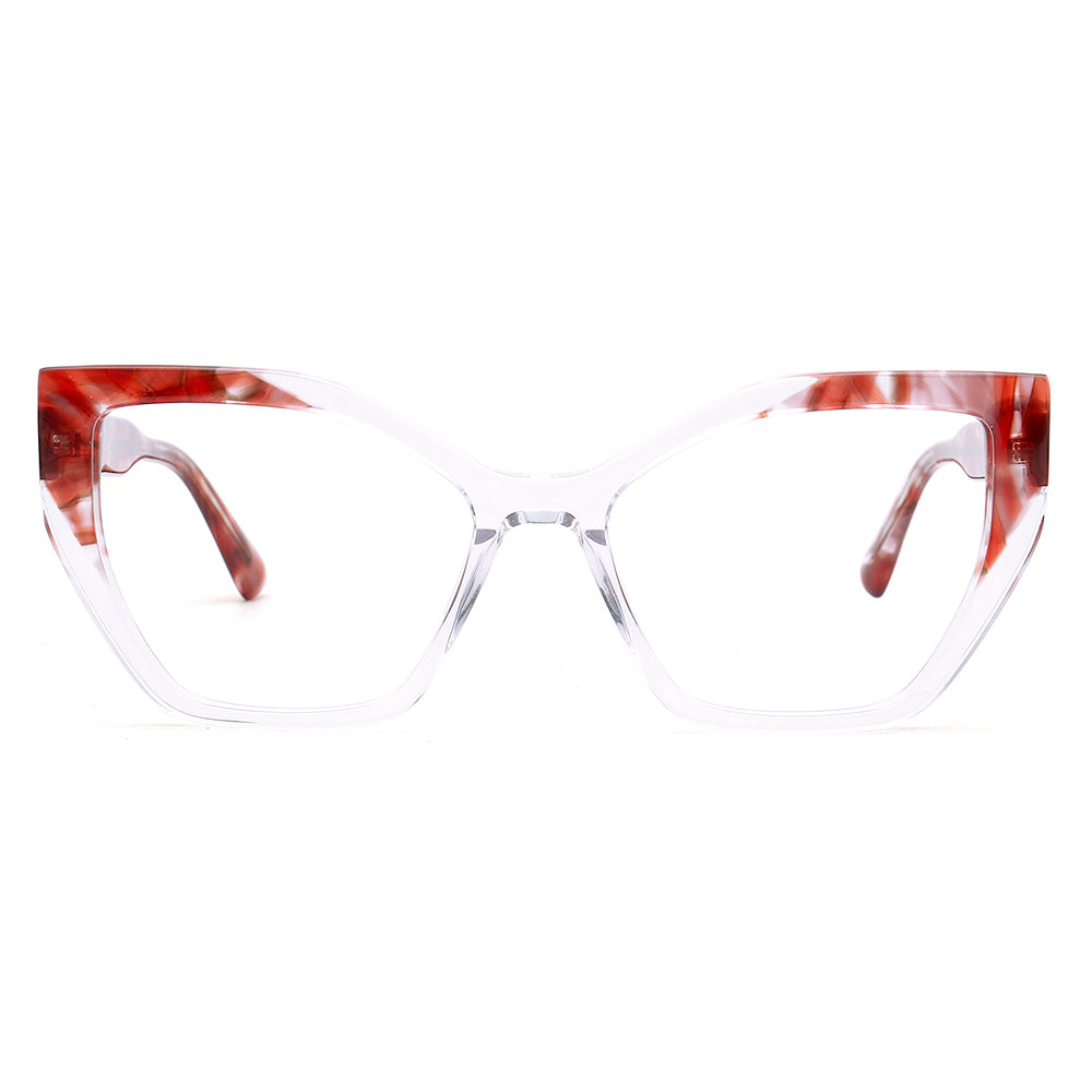 Elena | Trendy Womens Cat Eye Optical Eyeglasses | Vintage Tortoise Transparent Floral Glasses Frame