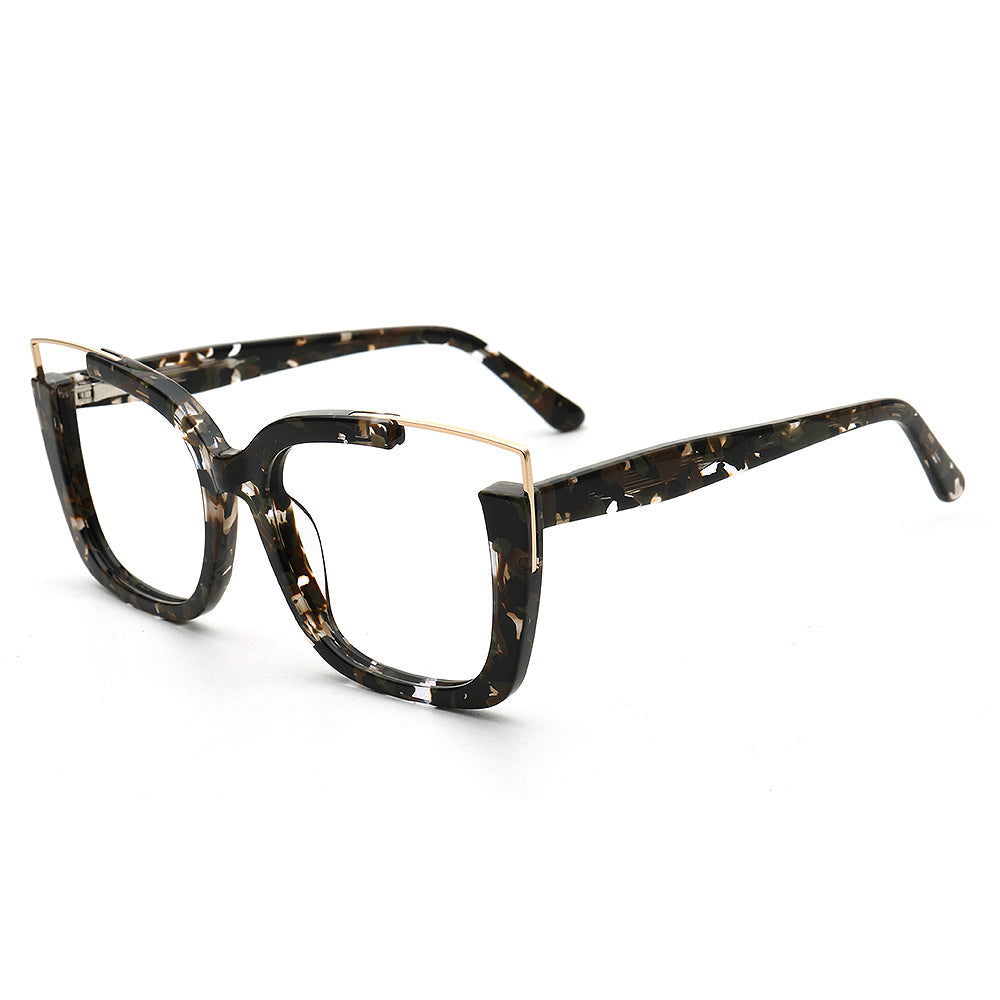 Starry | Oversize Women Square Eyeglasses Half Rim | Stylish Tortoise Glasses Frames for Women