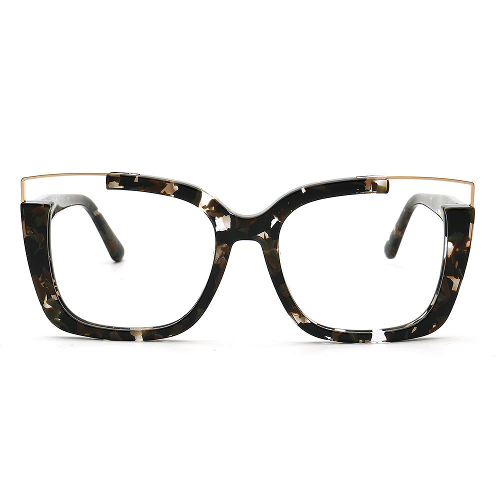 Starry | Oversize Women Square Eyeglasses Half Rim | Stylish Tortoise Glasses Frames for Women