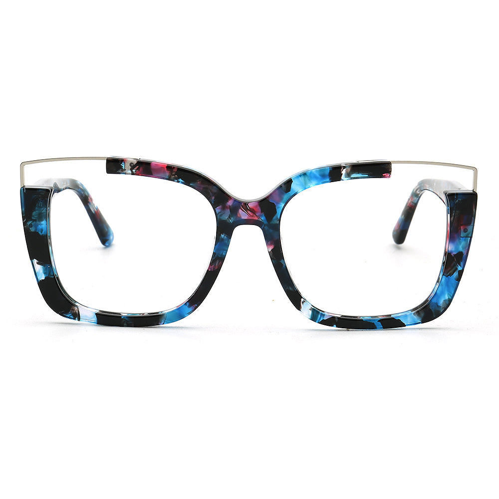 Starry | Oversize Women Square Eyeglasses Half Rim | Stylish Tortoise Glasses Frames for Women