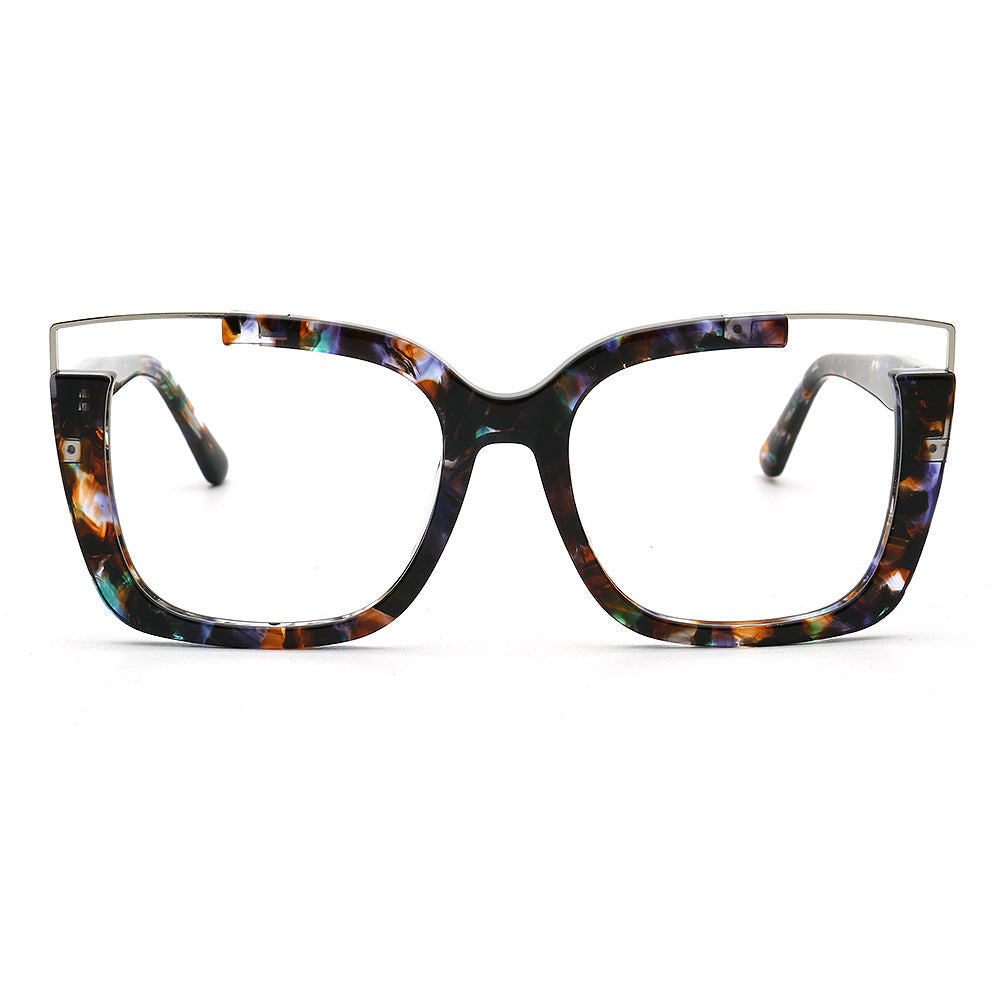 Starry | Oversize Women Square Eyeglasses Half Rim | Stylish Tortoise Glasses Frames for Women
