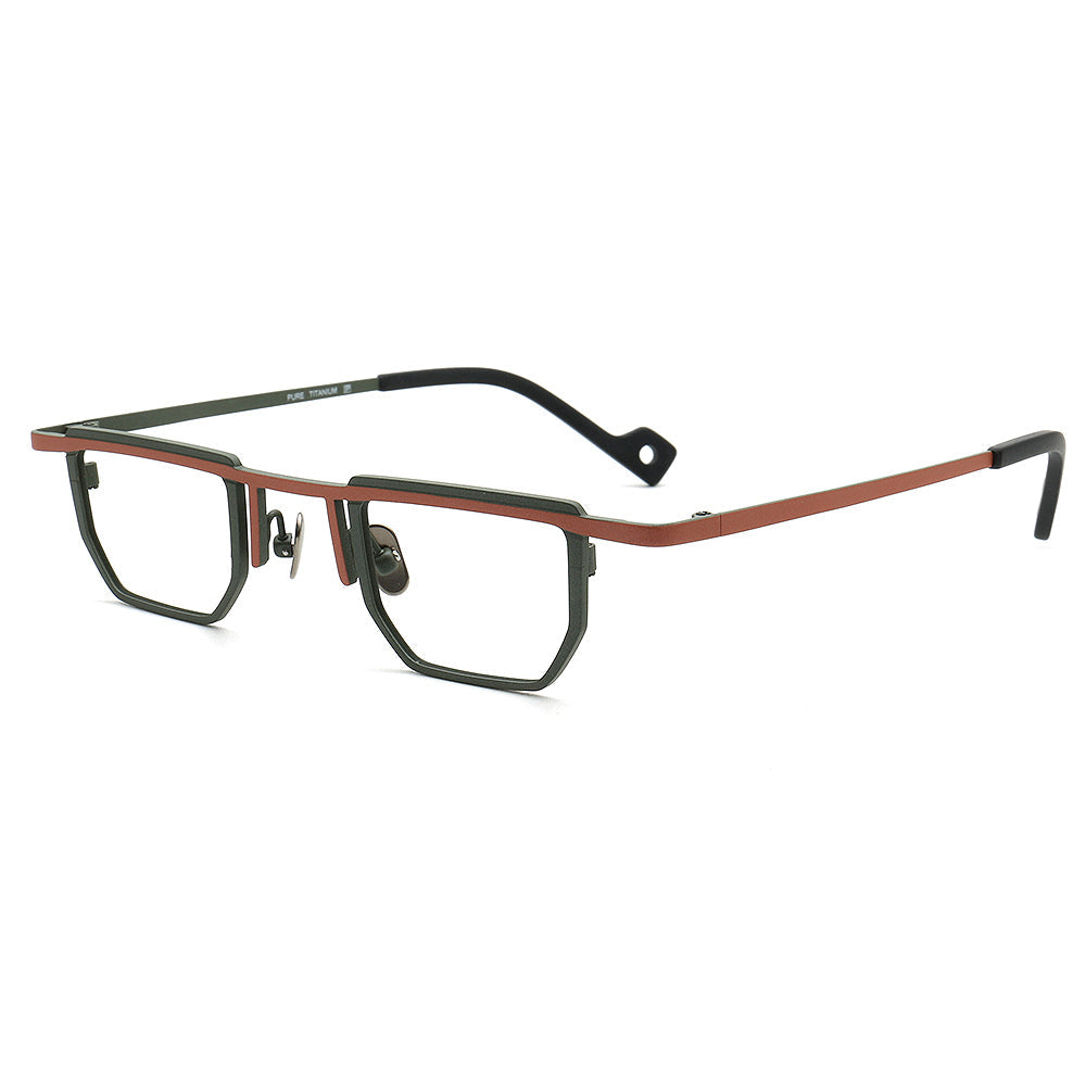 Warren | Vintage Men Square Titanium Eyeglasses Two Tone | Trendy Women Small Retro Glasses Frames