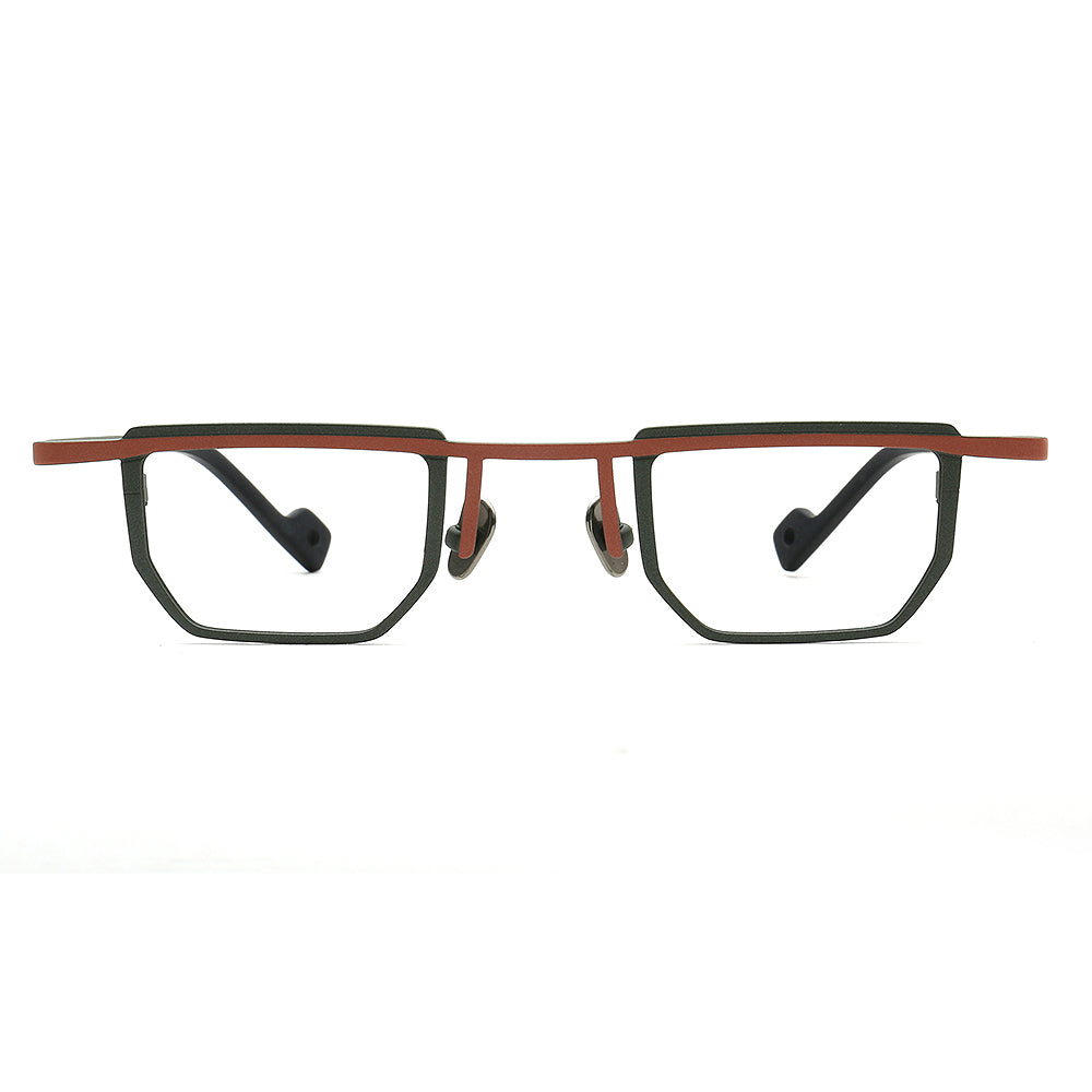 Warren | Vintage Men Square Titanium Eyeglasses Two Tone | Trendy Women Small Retro Glasses Frames