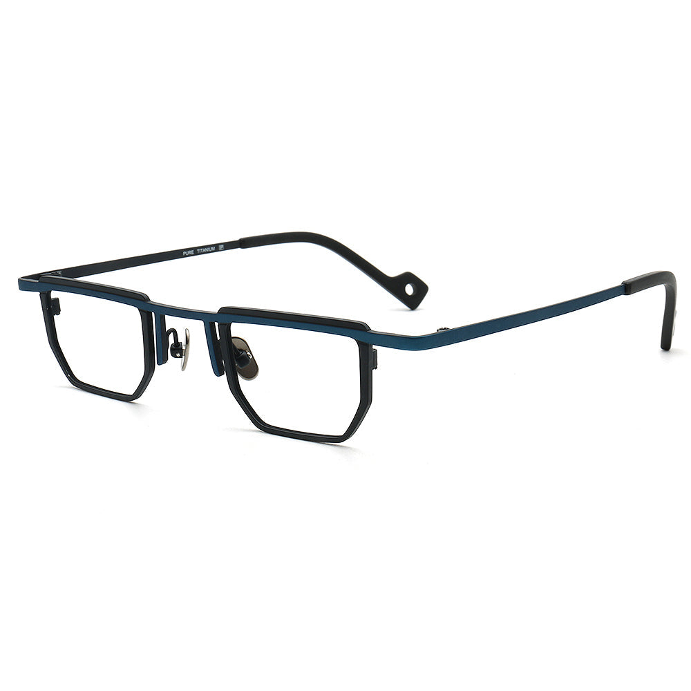 Warren | Vintage Men Square Titanium Eyeglasses Two Tone | Trendy Women Small Retro Glasses Frames