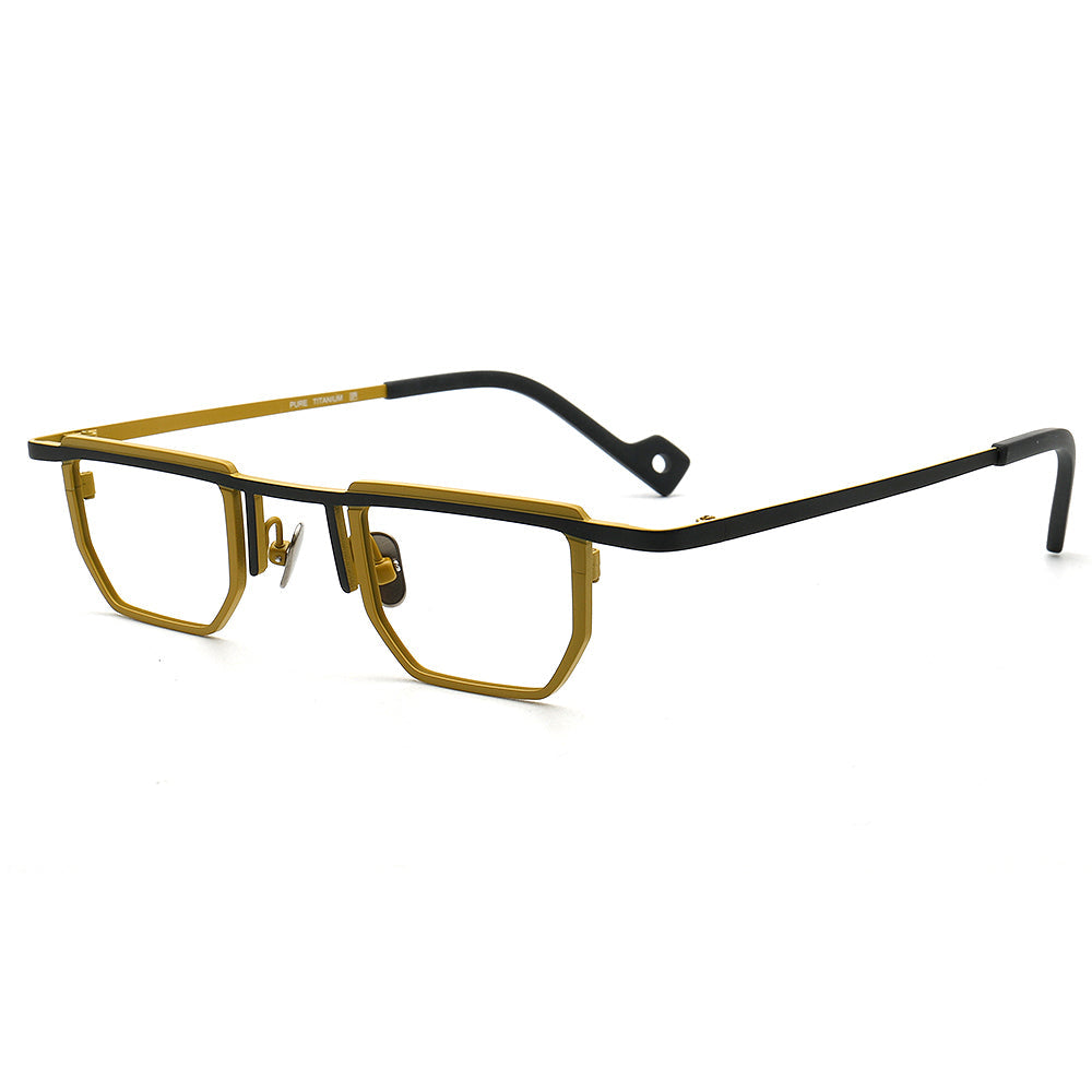 Warren | Vintage Men Square Titanium Eyeglasses Two Tone | Trendy Women Small Retro Glasses Frames