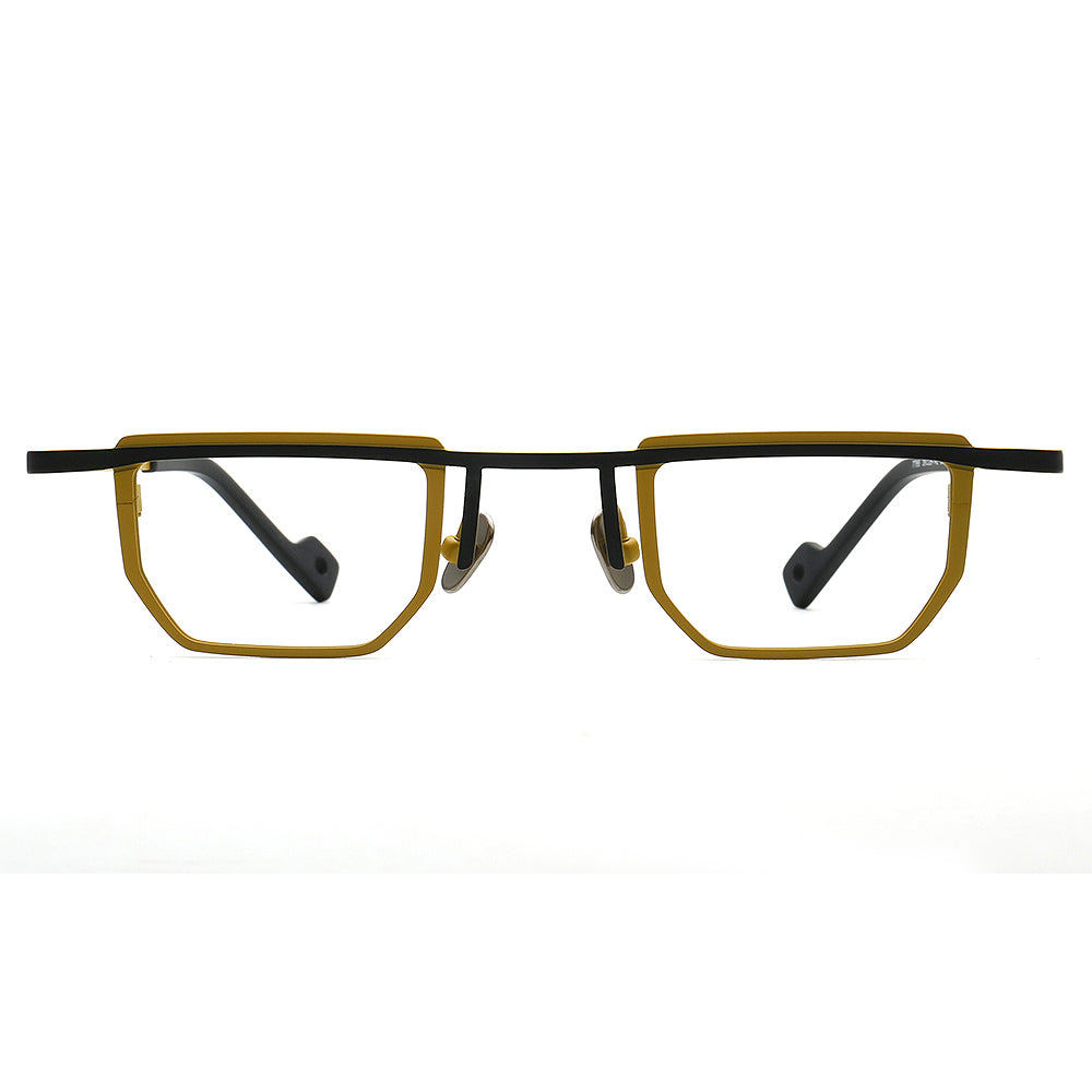 Warren | Vintage Men Square Titanium Eyeglasses Two Tone | Trendy Women Small Retro Glasses Frames