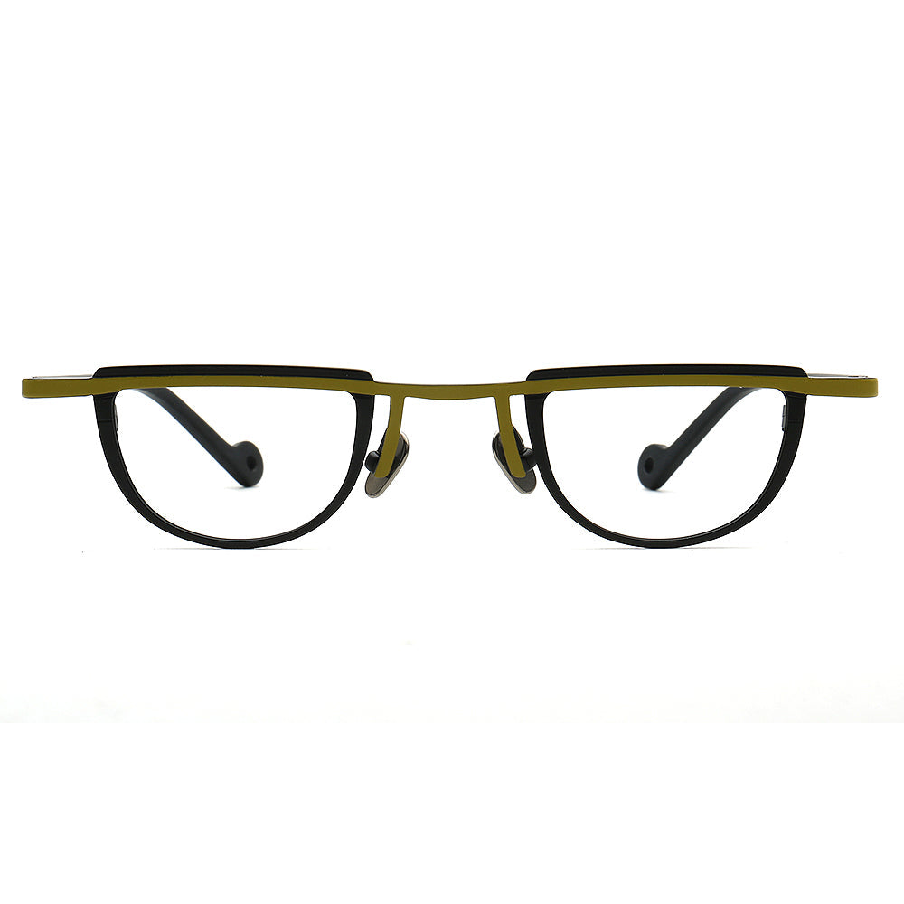 Sammy | Geometric Vintage Men Titanium Eyeglasses Two Tone | Stylish Women Small Retro Glasses Frames