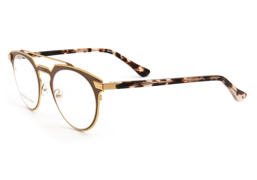 Faulkner | Round Mens Stainless Steel Glasses Frames | Double Bridge Womens Metal Eyeglasses Frames Vintage
