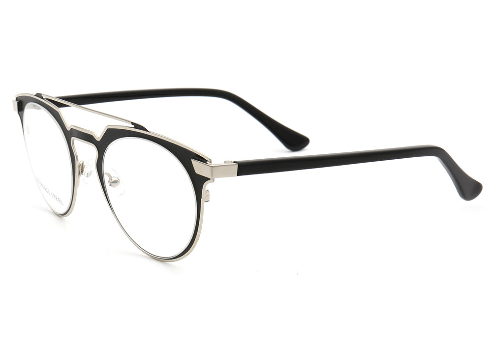 Faulkner | Round Mens Stainless Steel Glasses Frames | Double Bridge Womens Metal Eyeglasses Frames Vintage