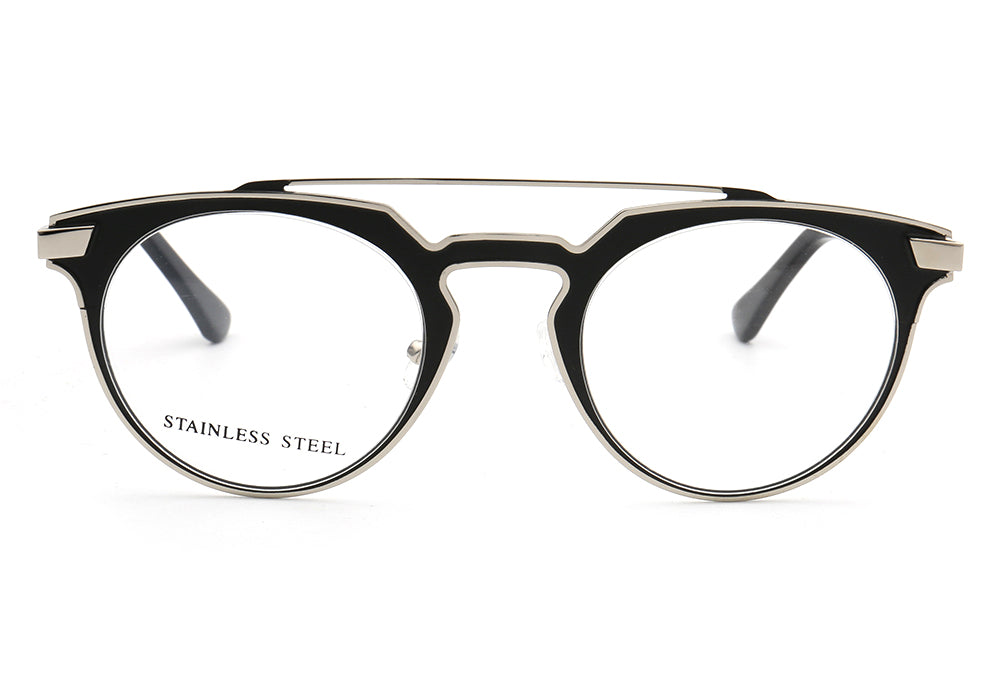 Faulkner | Round Mens Stainless Steel Glasses Frames | Double Bridge Womens Metal Eyeglasses Frames Vintage