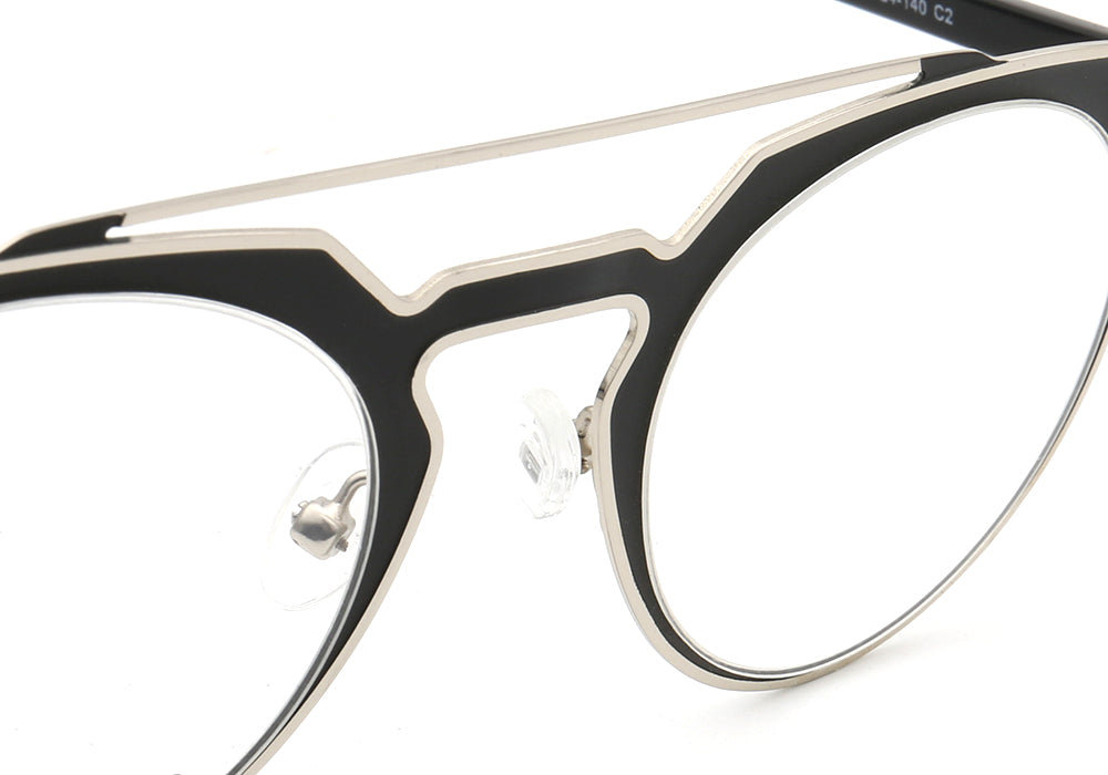 Faulkner | Round Mens Stainless Steel Glasses Frames | Double Bridge Womens Metal Eyeglasses Frames Vintage