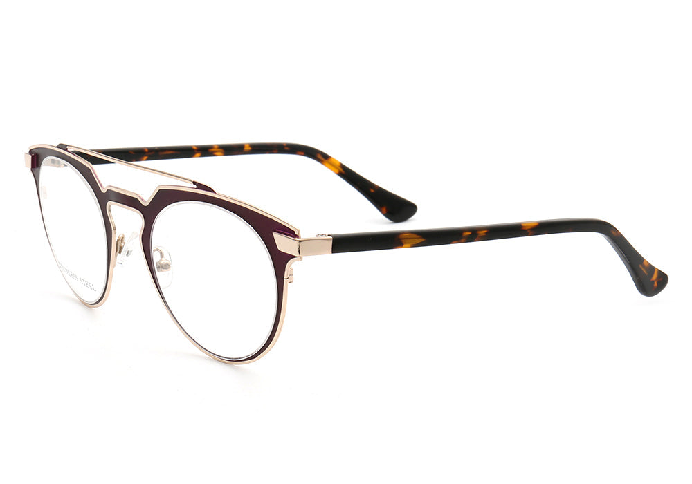Faulkner | Round Mens Stainless Steel Glasses Frames | Double Bridge Womens Metal Eyeglasses Frames Vintage