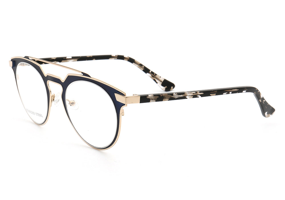 Faulkner | Round Mens Stainless Steel Glasses Frames | Double Bridge Womens Metal Eyeglasses Frames Vintage
