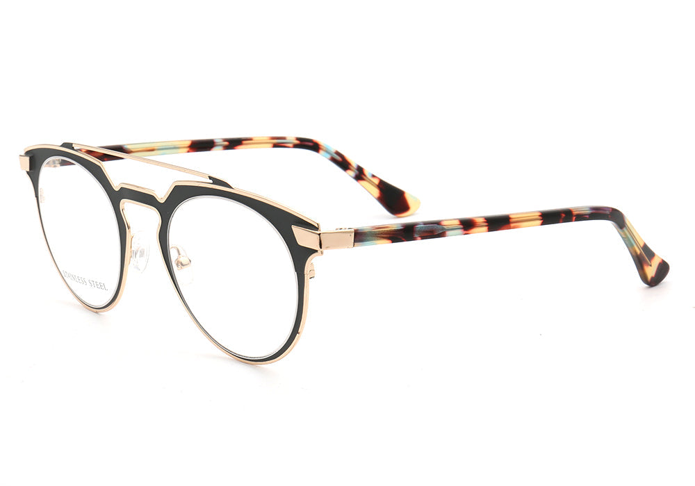 Faulkner | Round Mens Stainless Steel Glasses Frames | Double Bridge Womens Metal Eyeglasses Frames Vintage