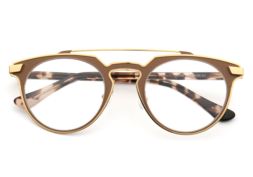 Faulkner | Round Mens Stainless Steel Glasses Frames | Double Bridge Womens Metal Eyeglasses Frames Vintage
