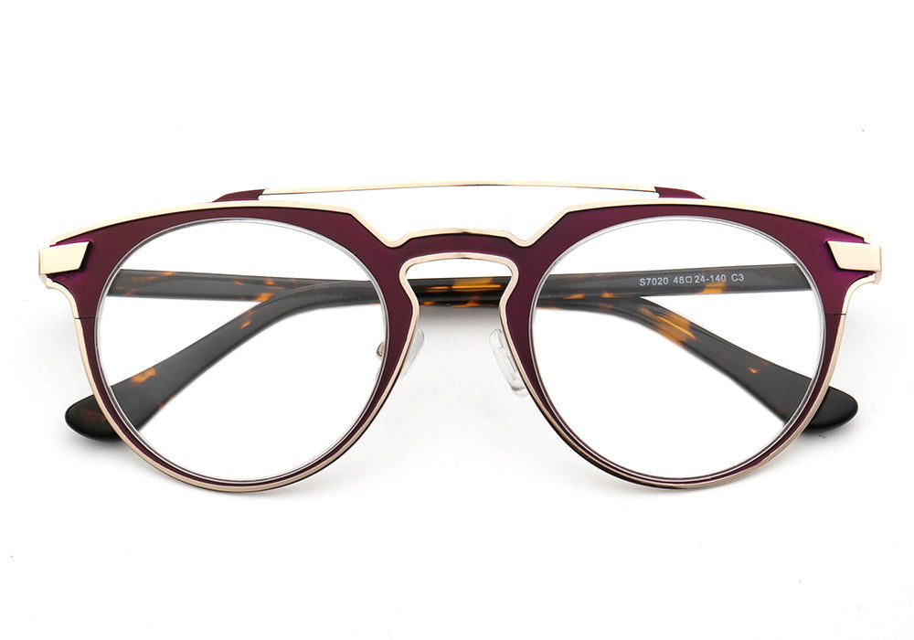 Faulkner | Round Mens Stainless Steel Glasses Frames | Double Bridge Womens Metal Eyeglasses Frames Vintage
