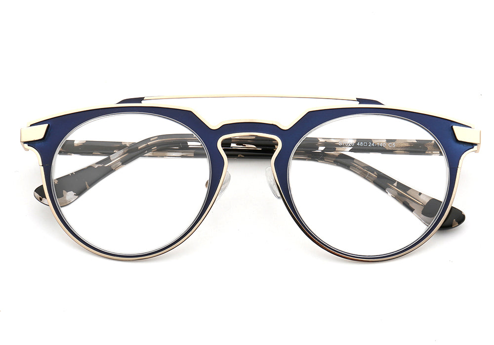 Faulkner | Round Mens Stainless Steel Glasses Frames | Double Bridge Womens Metal Eyeglasses Frames Vintage