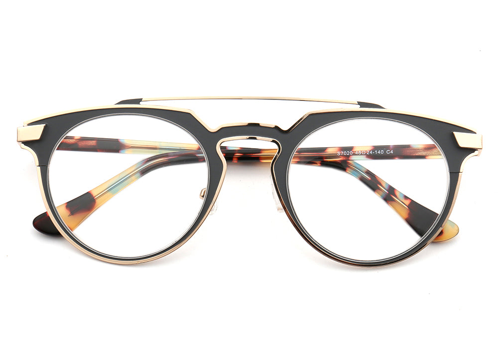 Faulkner | Round Mens Stainless Steel Glasses Frames | Double Bridge Womens Metal Eyeglasses Frames Vintage