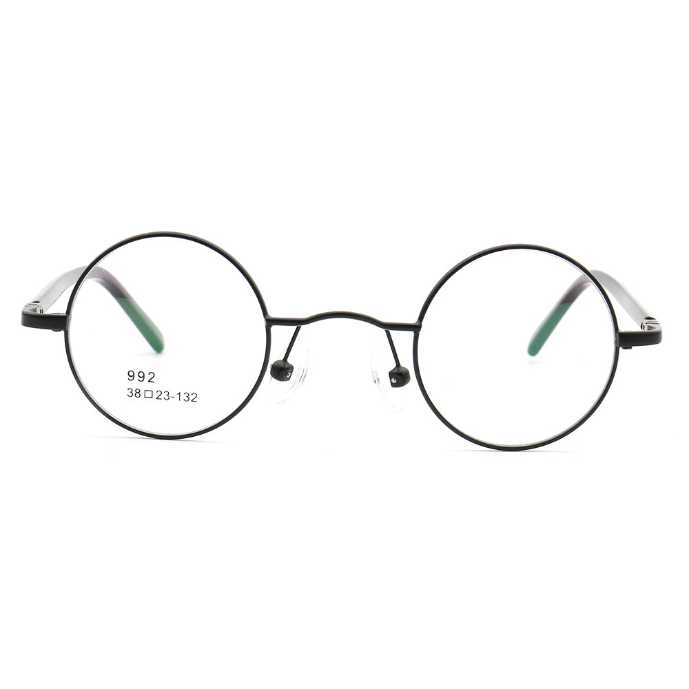 Beckett | Metal Round Eyeglasses w/ Tortoise Temple | Circular Retro Nerd Frame
