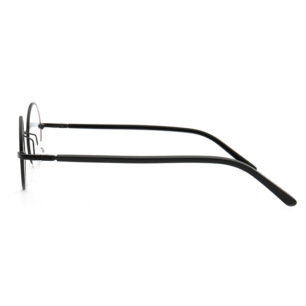 Beckett | Metal Round Eyeglasses w/ Tortoise Temple | Circular Retro Nerd Frame