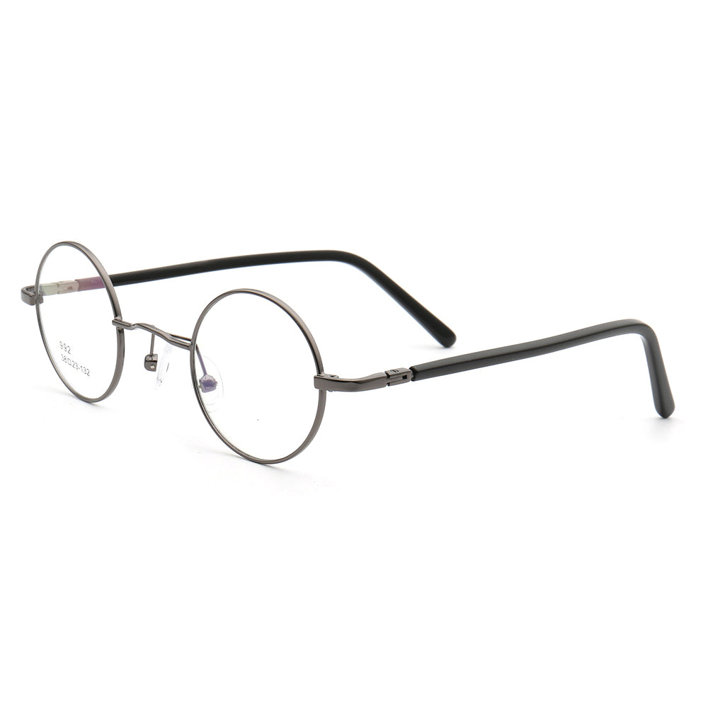 Beckett | Metal Round Eyeglasses w/ Tortoise Temple | Circular Retro Nerd Frame