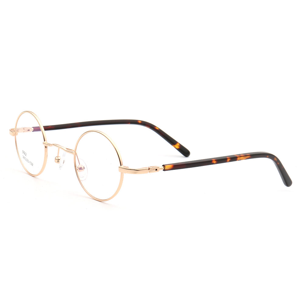Beckett | Metal Round Eyeglasses w/ Tortoise Temple | Circular Retro Nerd Frame