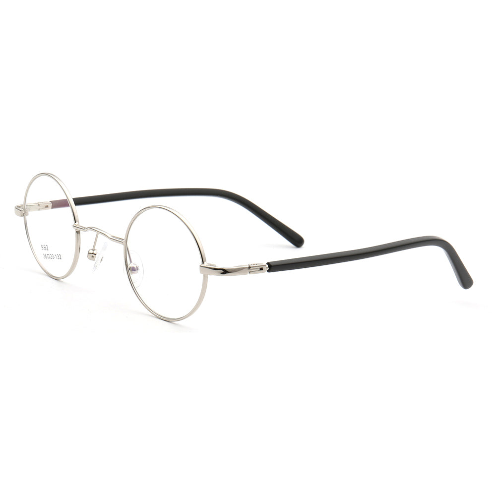 Beckett | Metal Round Eyeglasses w/ Tortoise Temple | Circular Retro Nerd Frame