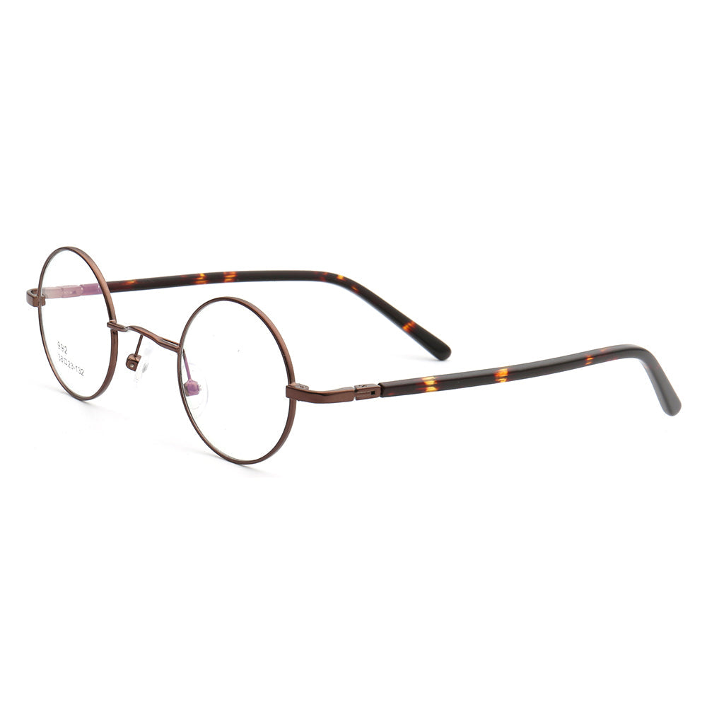 Beckett | Metal Round Eyeglasses w/ Tortoise Temple | Circular Retro Nerd Frame