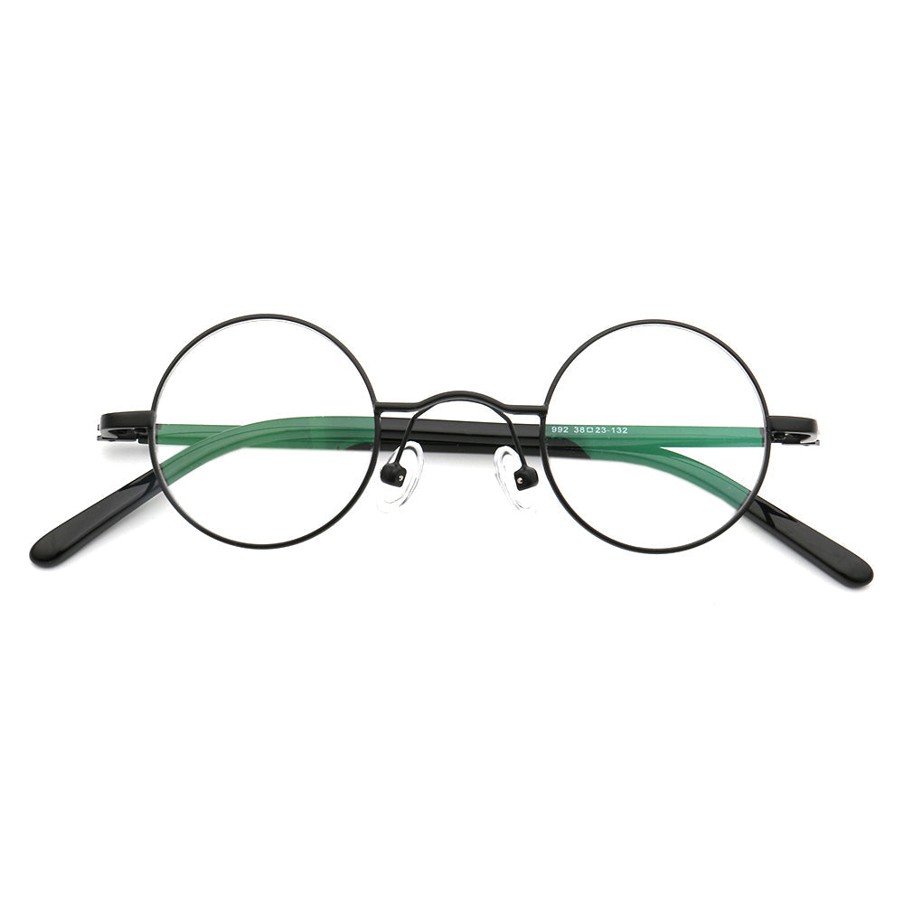 Beckett | Metal Round Eyeglasses w/ Tortoise Temple | Circular Retro Nerd Frame
